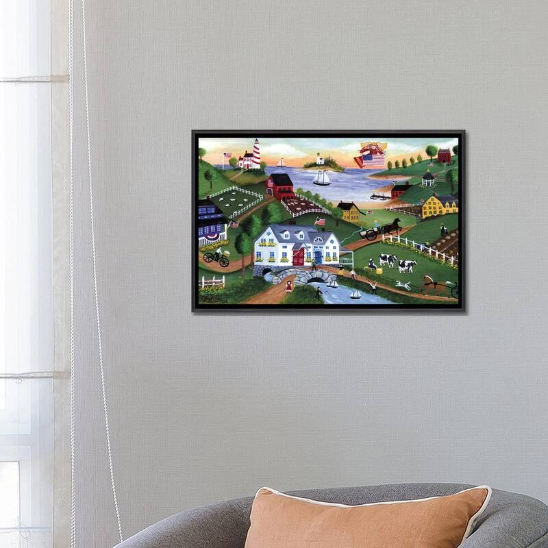 iCanvas "American Folk Art Seadise With Angel" by Cheryl Bartley Framed