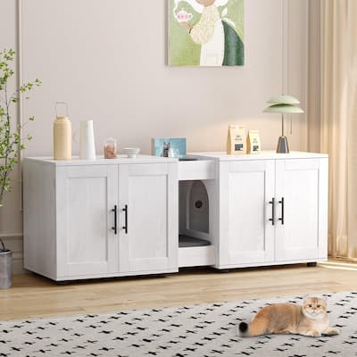 Litter Box Enclosure for 2 Cats, Cat Hidden Litter Box Enclosure Furniture