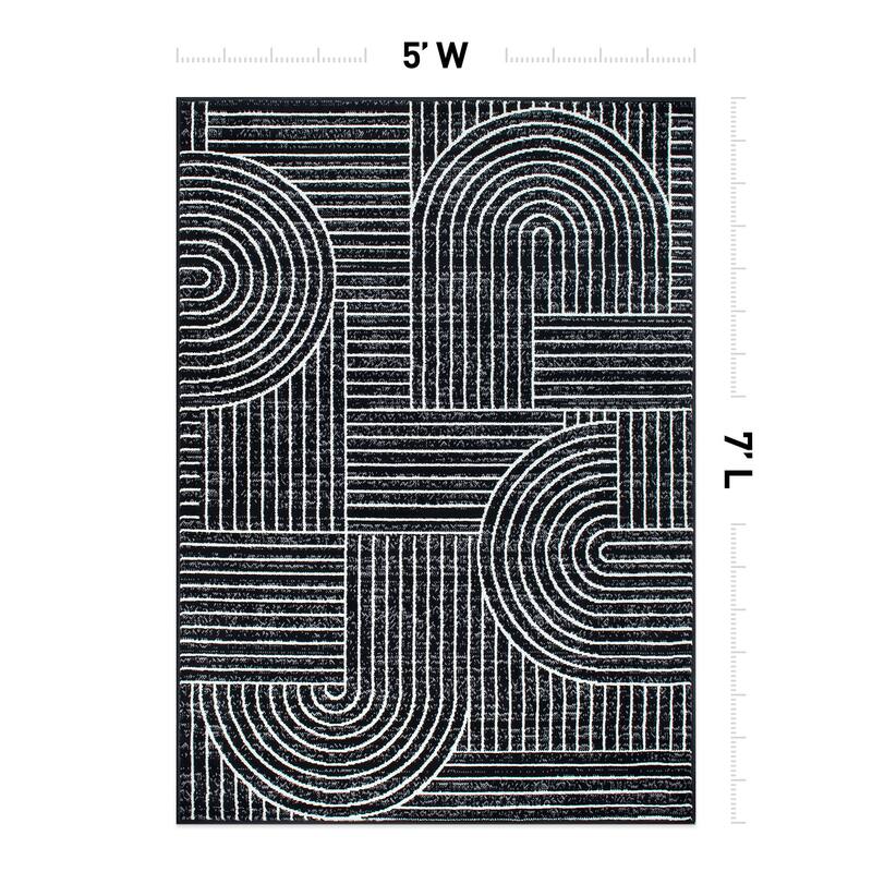 World Rug Gallery Contemporary Stripe Arch Design Area Rug