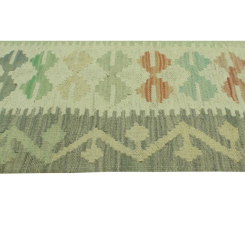 Sun Faded Flatweave Azizi Grey/Green Rug - 6'5" x 9'9"