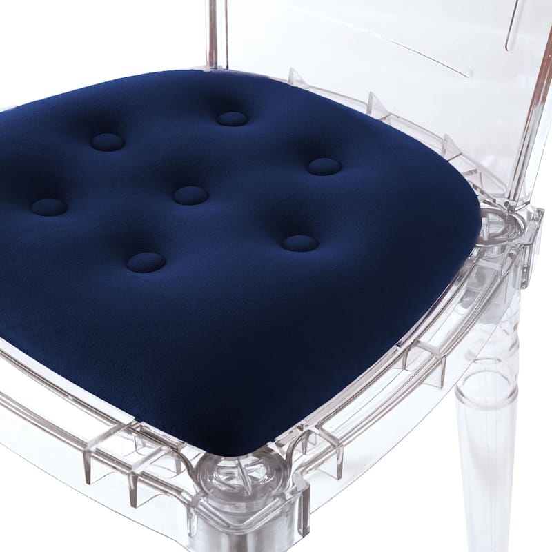 Blue Padded Seat Clear Transparent Acrylic Dining Side Chair (Set of 2)