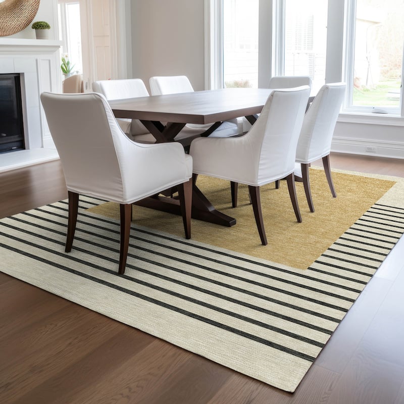 Machine Washable Indoor/ Outdoor Modern Deco Chantille Rug