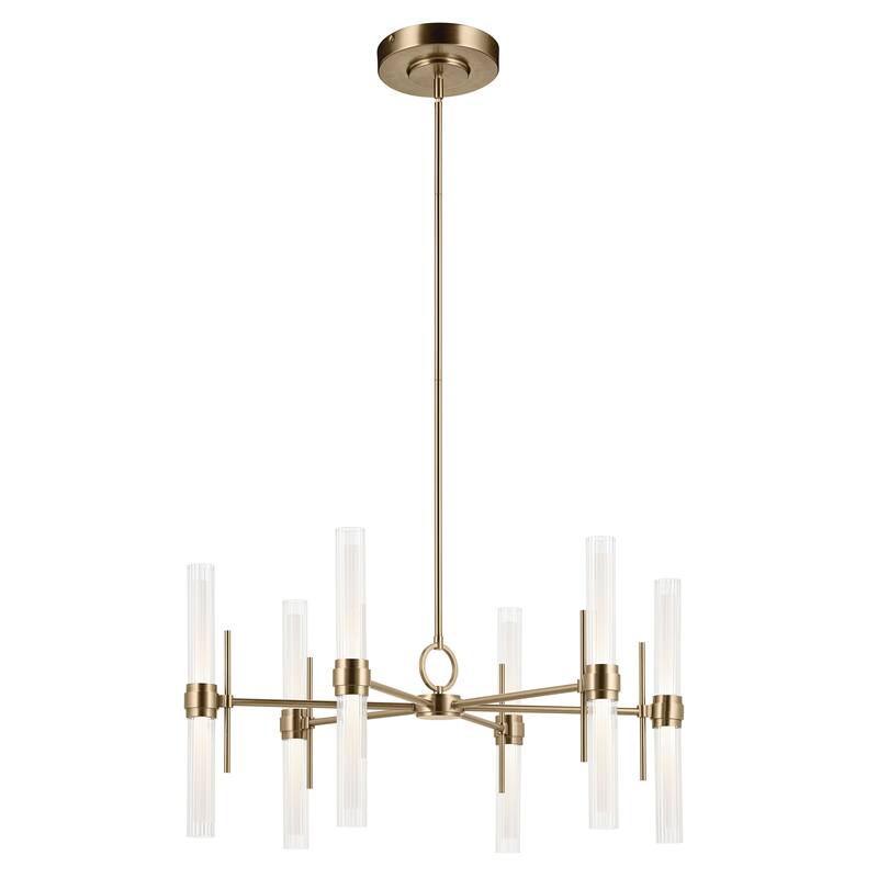Riven 33 Inch LED 12 Light Chandelier with Clear Fluted Glass in Polished Nickel