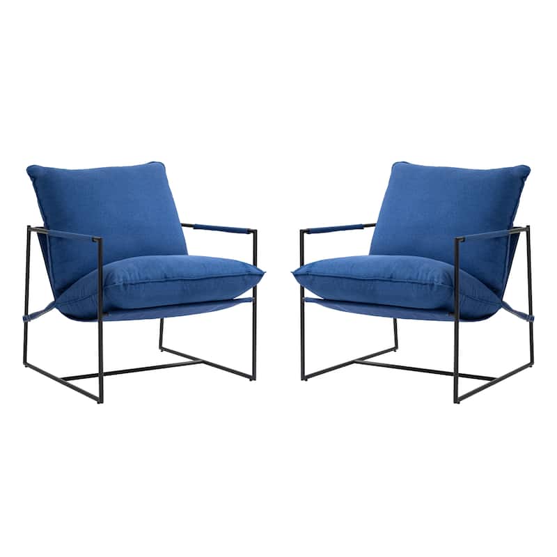 Metal Framed Armchair Sling Accent Chair Set of 2