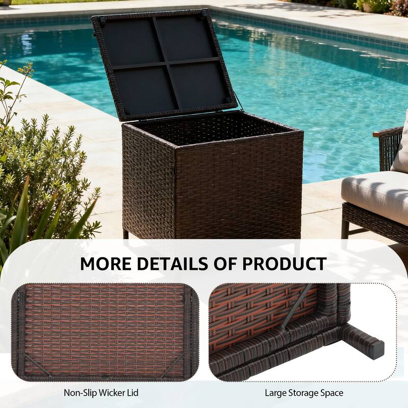 Square Wicker Outdoor Coffee Table with Hidden Storage