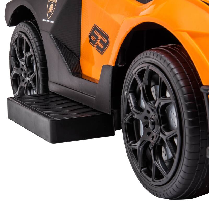 Licensed Lamborghini Toddler Push On Car with Detachable Handle, Steering Wheel, Engine Sound and Storage Space for Kids
