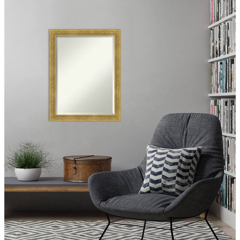 Angled Beveled Wood Framed Wall Mirror