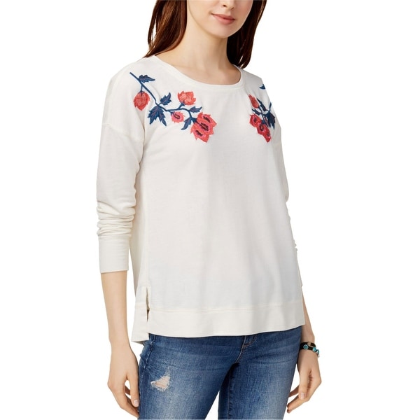 lucky brand floral embroidered sweatshirt