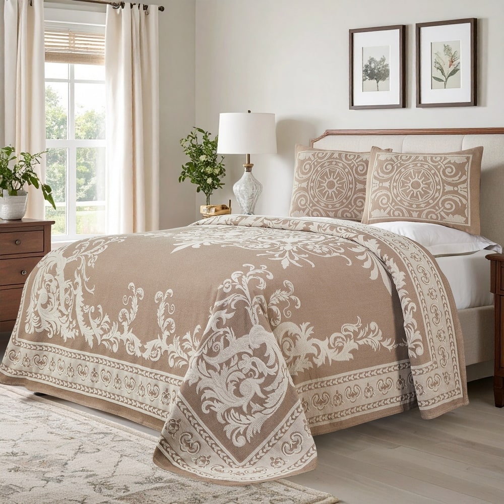 Superior Cotton Blend Oversized Vintage Medallion Bedspread Set