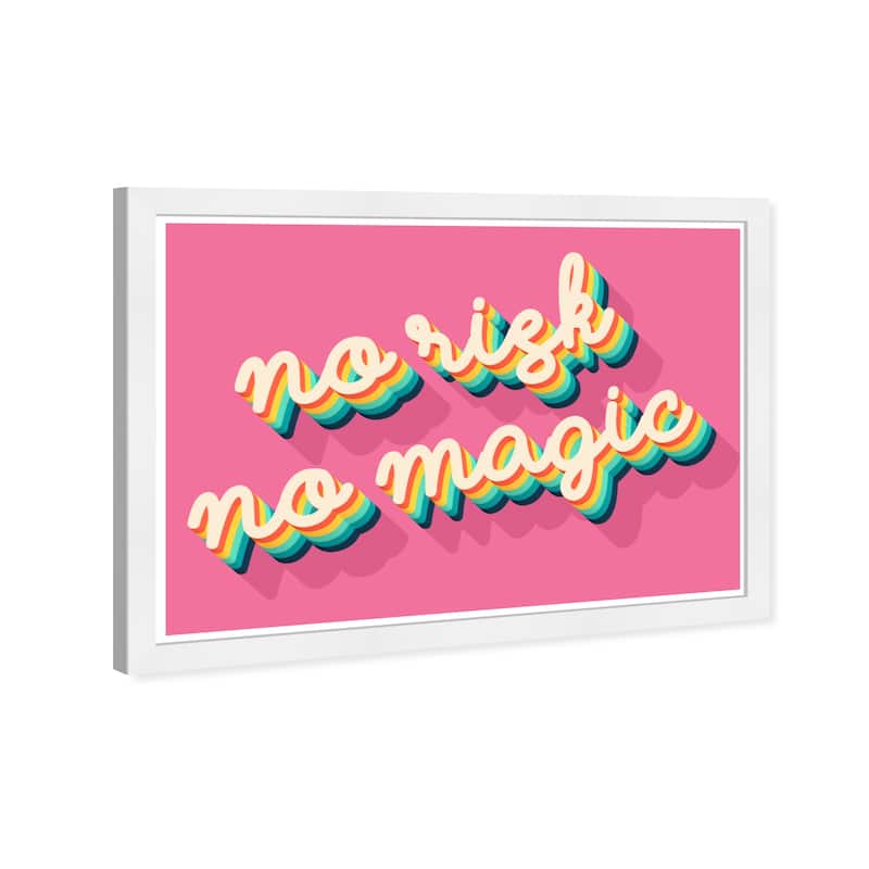 Wynwood Studio Prints Typography and Quotes No Risk No Magic Pink Pink and Dark Pink Modern & Contemporary Wall Art Canvas Print