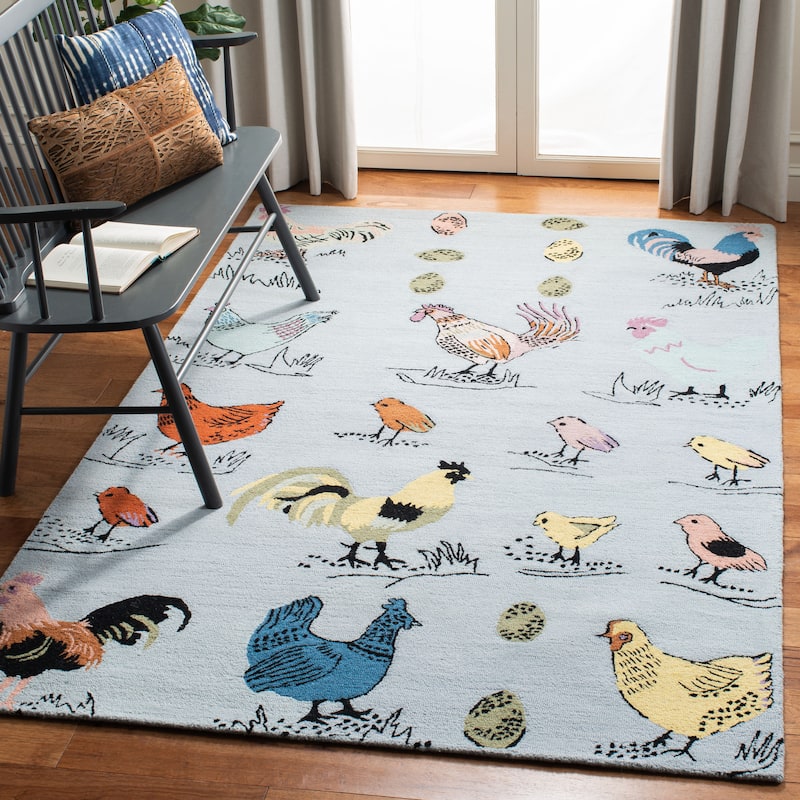 SAFAVIEH Handmade Novelty Tuulevi Novelty Wool Rug - 4' x 6' - Blue/Yellow
