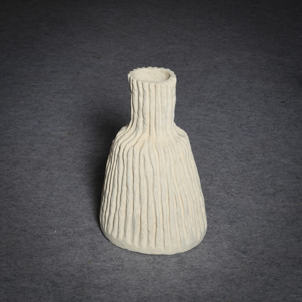 Paper Mache Vase Dia 10" & H 15.8" - OFF-WHITE