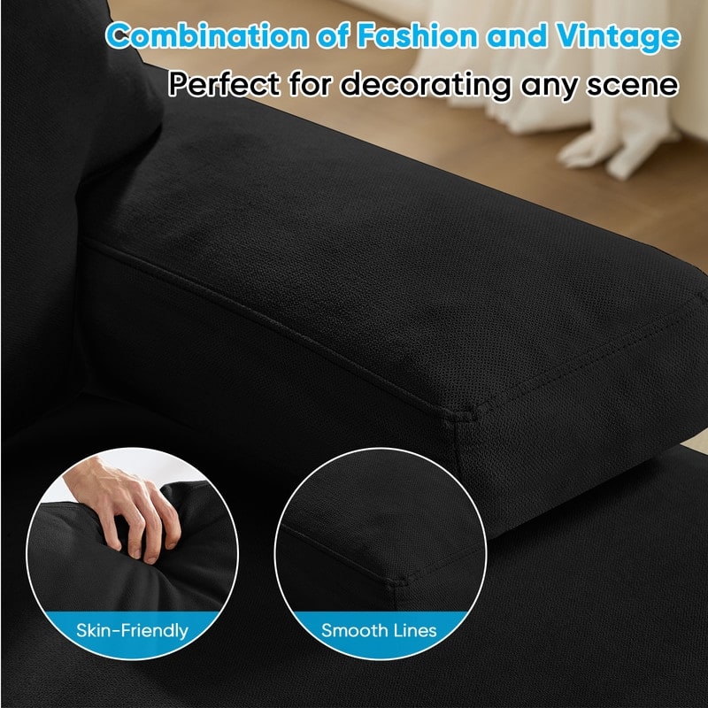 Mixoy W110"Velvet U-Shaped Sectional Sofa Couches,Upholstered 4-Seater Sofa with Double Chaises and Sleepable Armrest