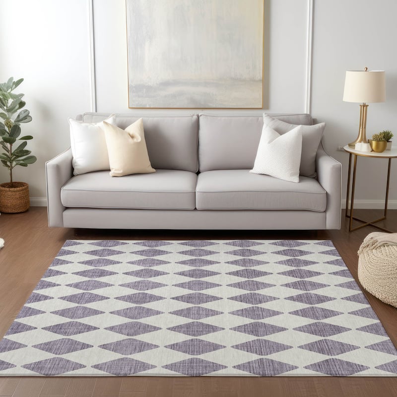 Machine Washable Indoor/ Outdoor Chantille Diamonds Rug - Purple - 2'6" x 3'10"