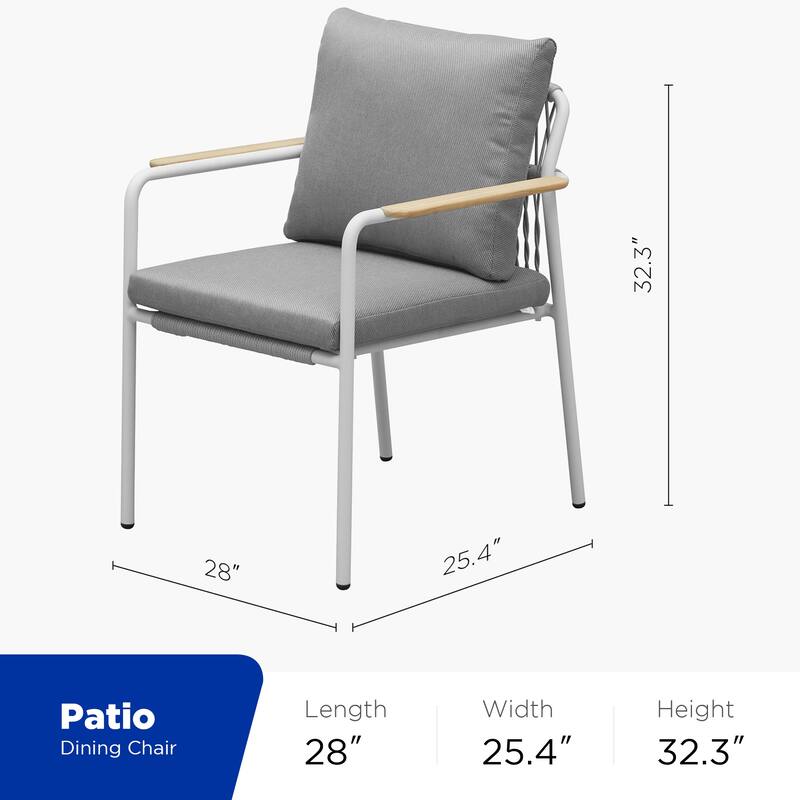 HIGOLD Patio 9-Piece Outdoor Dining Set, Aluminum Frame and Teak Armrest Cushioned Chairs
