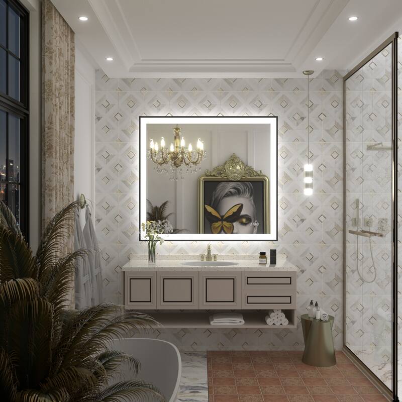 Front & Back LED Anti-Fog Tempered Glass Framed Bathroom/Vanity Mirror 3-Year Warranty
