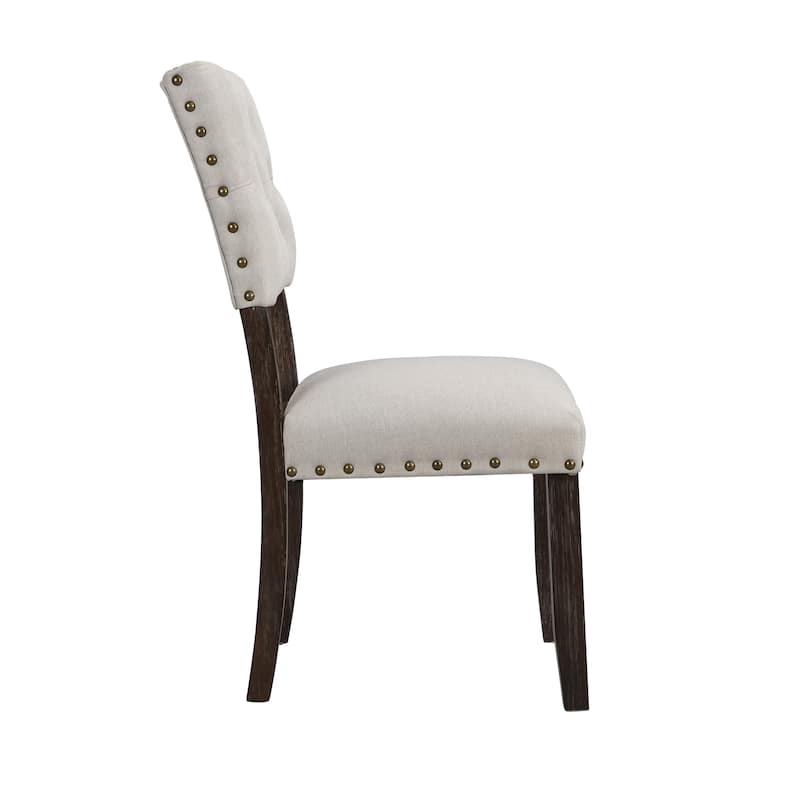 Modern Tufted Back Upholstered Fabric Dining Chair Set of 2