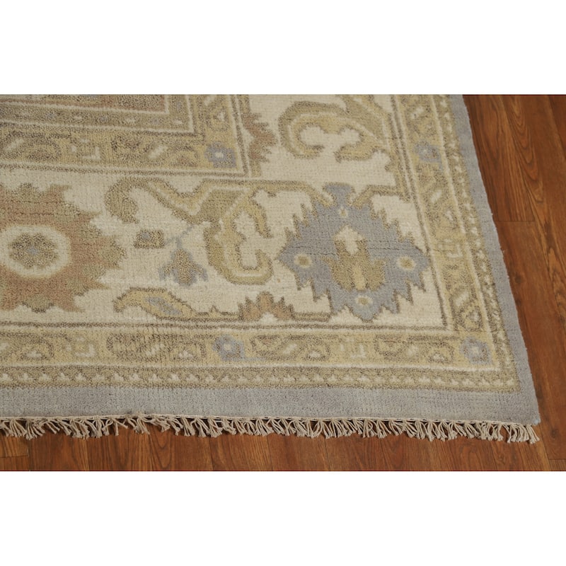 Oushak Indian Area Rug Handmade Transitional Blue Wool Carpet - 7'11" x 9'9"