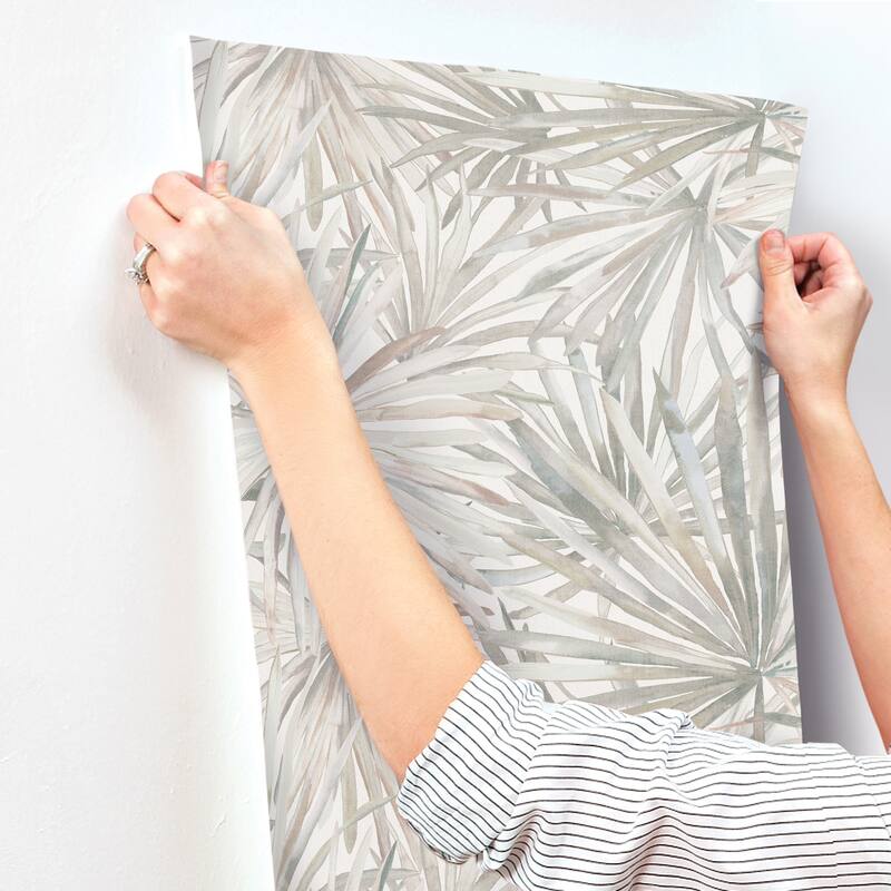 A-Street Prints Corifa Cream Palm Leaf Wallpaper
