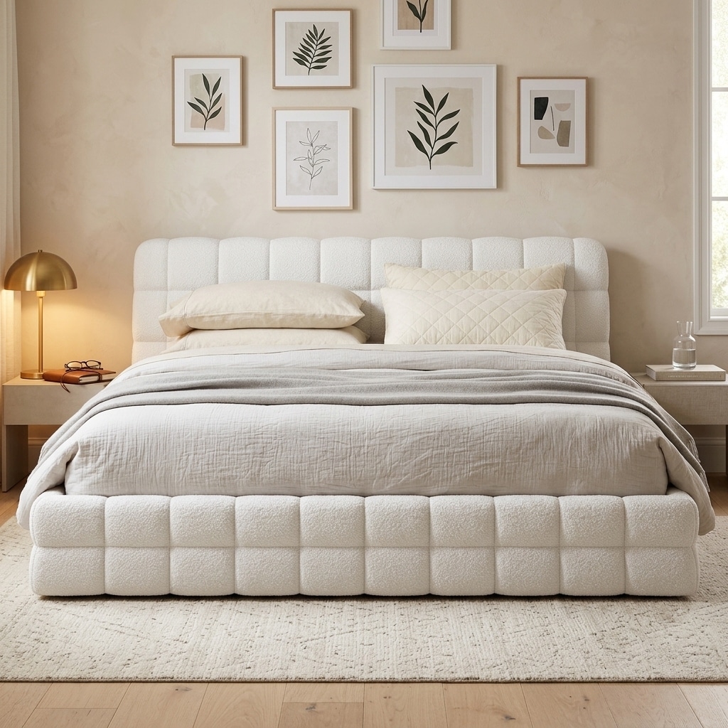 Upholstered Platform Bed with Foam-Padded Headboard by Harper&Bright Designs