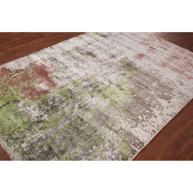 Contemporary Abstract Area Rug Hand-Knotted Wool Carpet - 5'6" X 7'8"