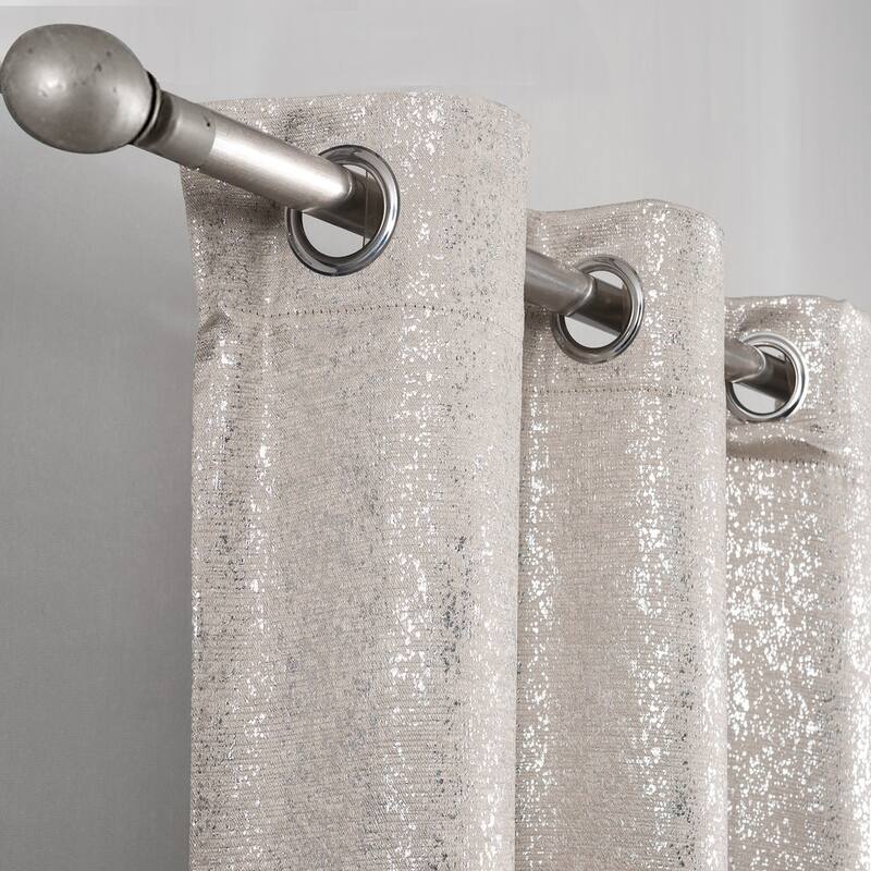 Dainty Home 2 Pack Artisinal 100% Blackout Grommet Curtain Panel Pair with 3D Lurex Texture