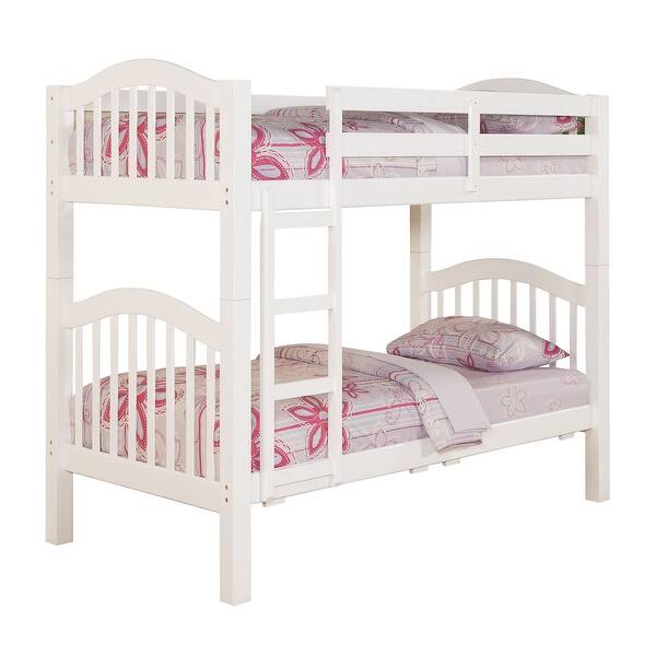 slide 2 of 6, Twin Over Twin Bunk Bed with Built-in Ladder White