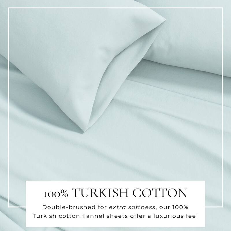 Linery & Co. Turkish Cotton Double-Brushed Solid Color Flannel Bed Sheet Set