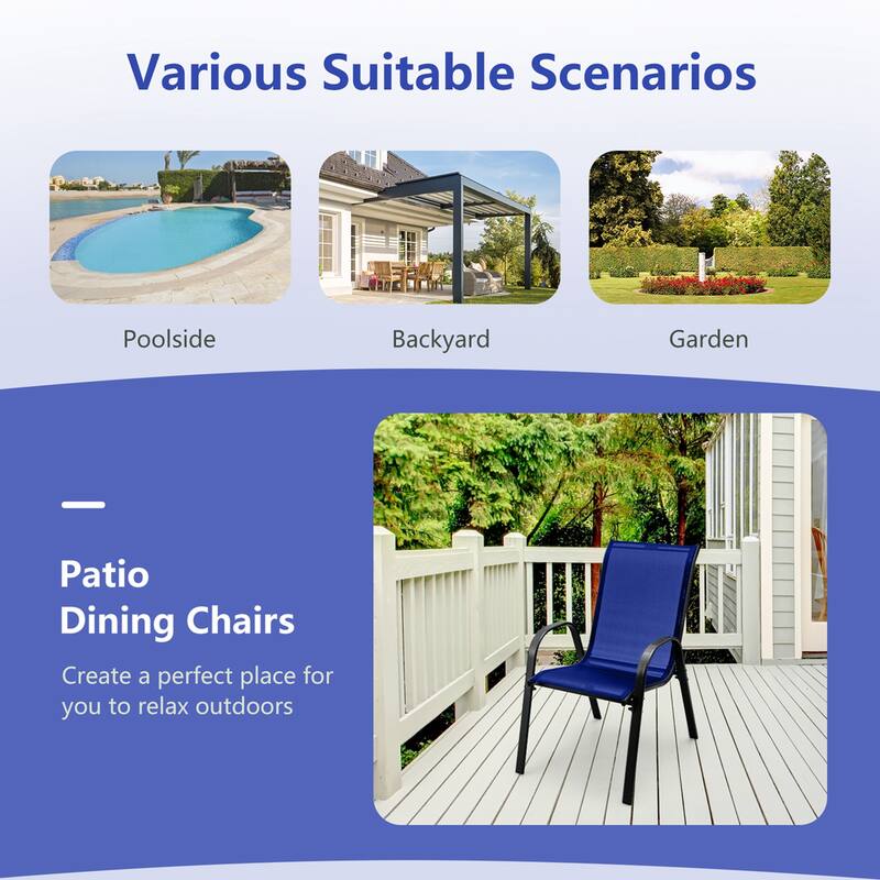 Costway Set of 4 Patio Dining Chairs Stackable Armrest Space Saving - See Details