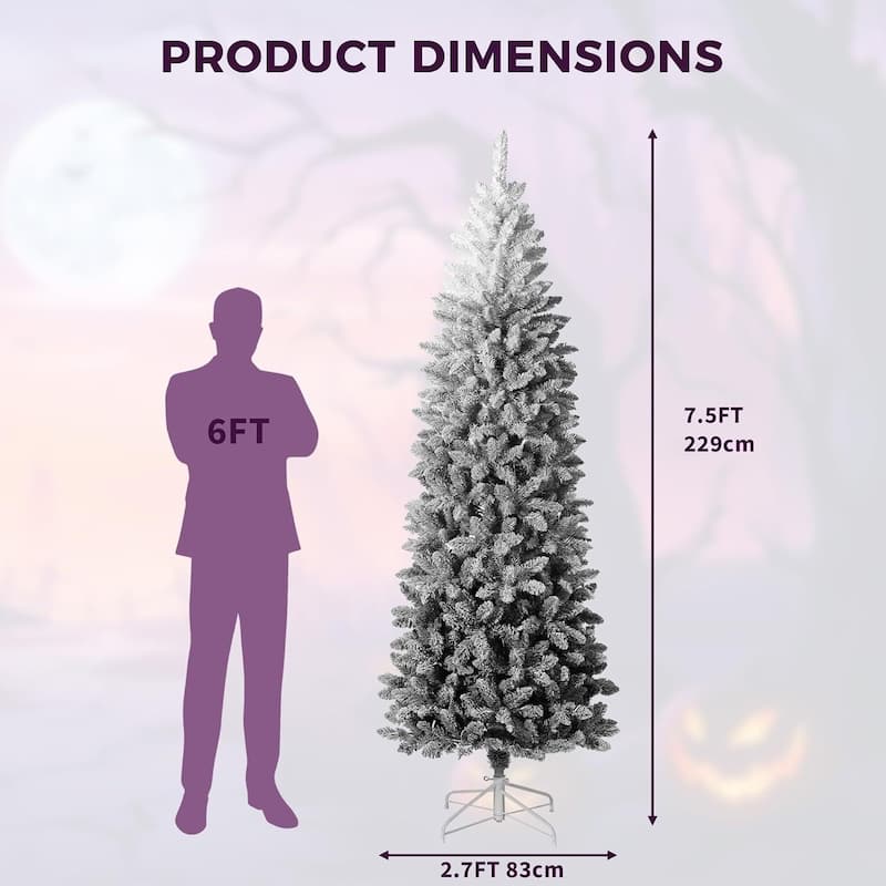 Prelit Black Gradient Snow Flocked Christmas Tree, Xmas Tree - N/A