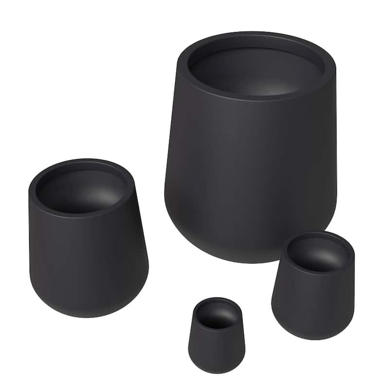 Orchid 4-Piece Round Modern Fiberstone and MgO Clay Decorative Planter Pot Set for Living Room Office Home Patio Porch Decor