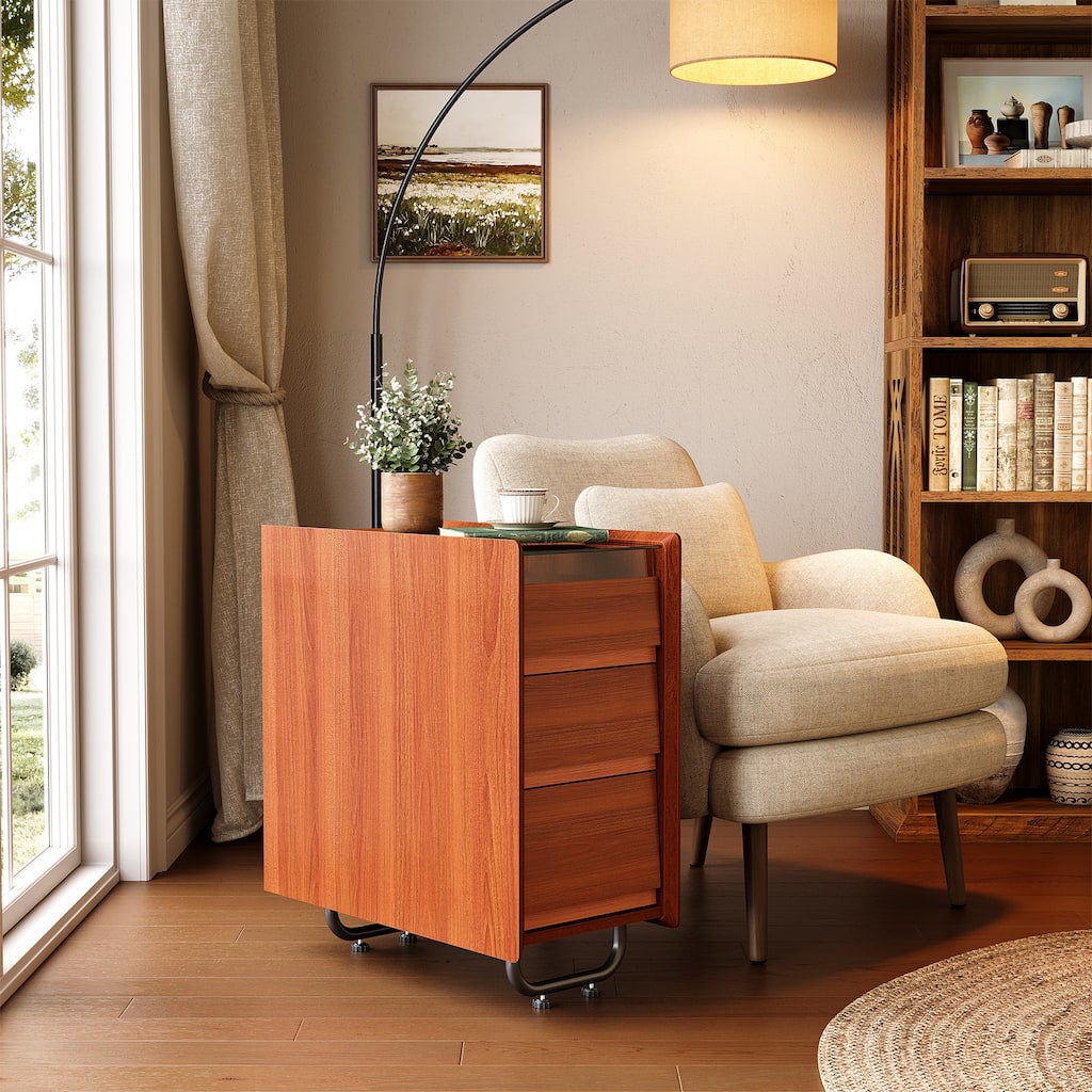 3-drawer Nightstand Bedside Table with Storage Drawers