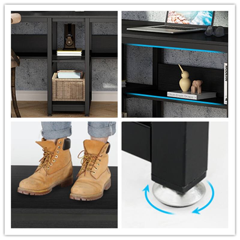 Two Person Desk with Bookshelf, Double Office Desk
