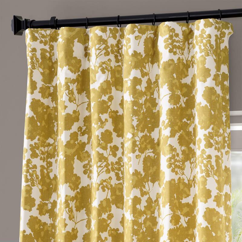 Exclusive Fabrics Fleur Floral Printed Cotton Room Darkening Curtain (1 Panel)