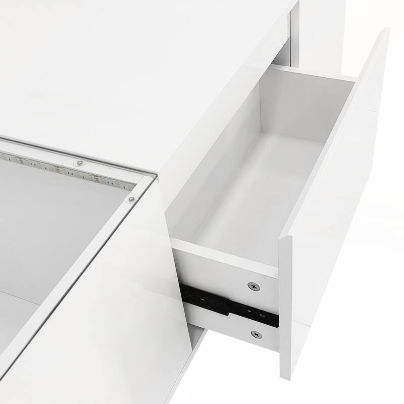 Modern Center Table with High-Gloss Finish and Glass Tabletop