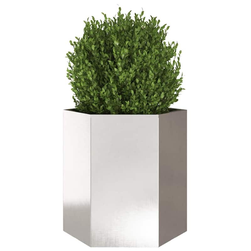 vidaXL Garden Planter Stainless Steel Hexagon 18.1x15.7x17.7 in Durable - 15.7 x 18.1 x 17.7 in