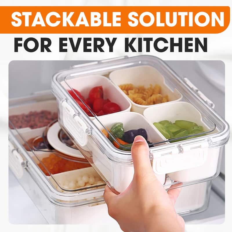 Cheer Collection 4 Compartment Airtight Food Container With Removable Baskets - Small