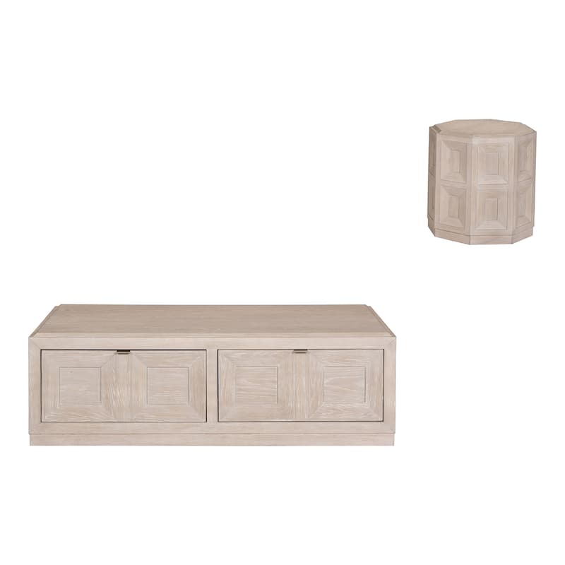 Furniture of America Durem Modern Classic 2-Piece Solid Wood Mobile Coffee Table Set with Storage