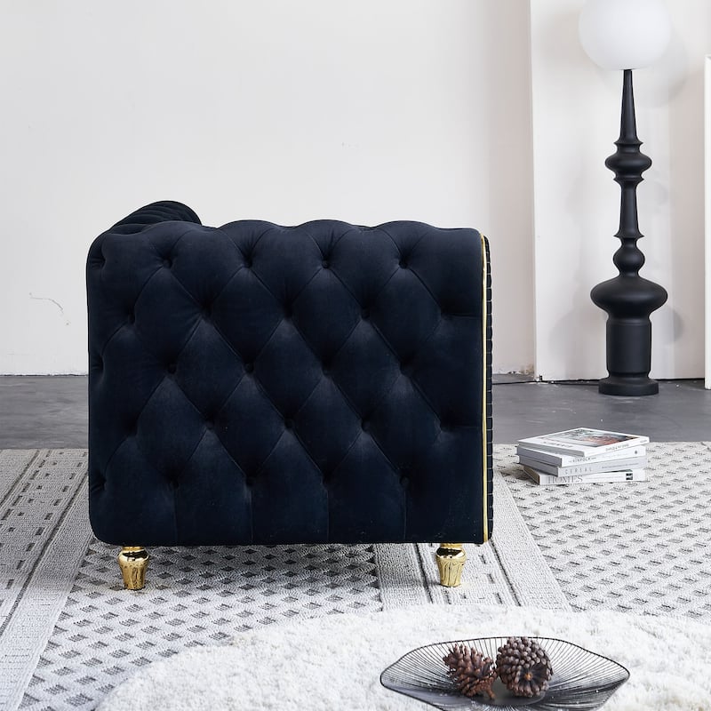 66.9''Velvet Chaise Lounge,Luxury Modern Chaise Furniture,Tufted Back With 2pcs Toss Pillows