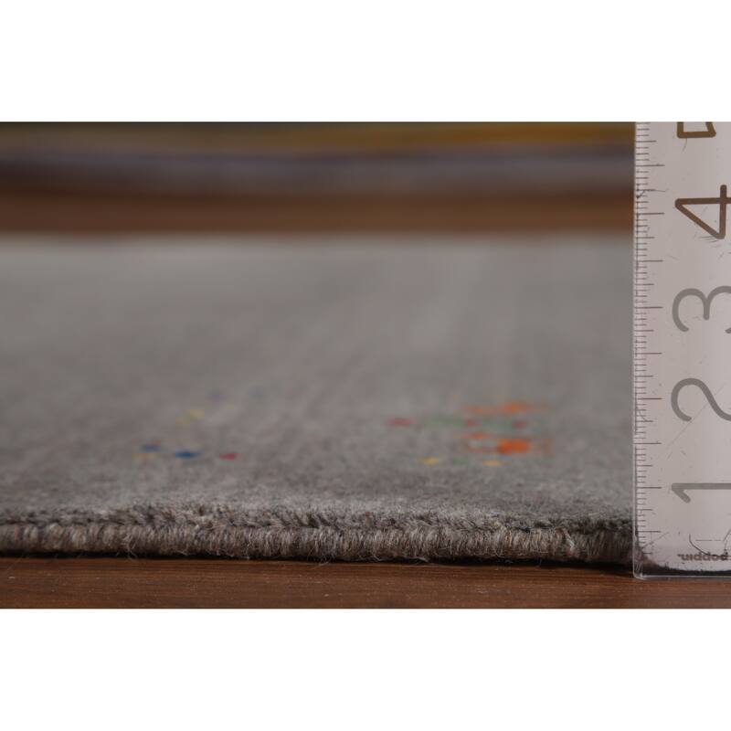 Hand Knotted Oriental 100% Wool Carpet Tribal Tribal Greys & Charcoal Gabbeh Area Rug - 8' 3'' X 5' 1''