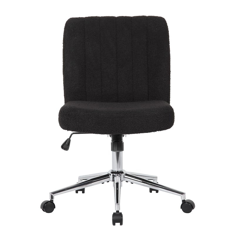 Rio Adjustable Height Office Chair, Black Boucle, Chrome, Nylon Casters