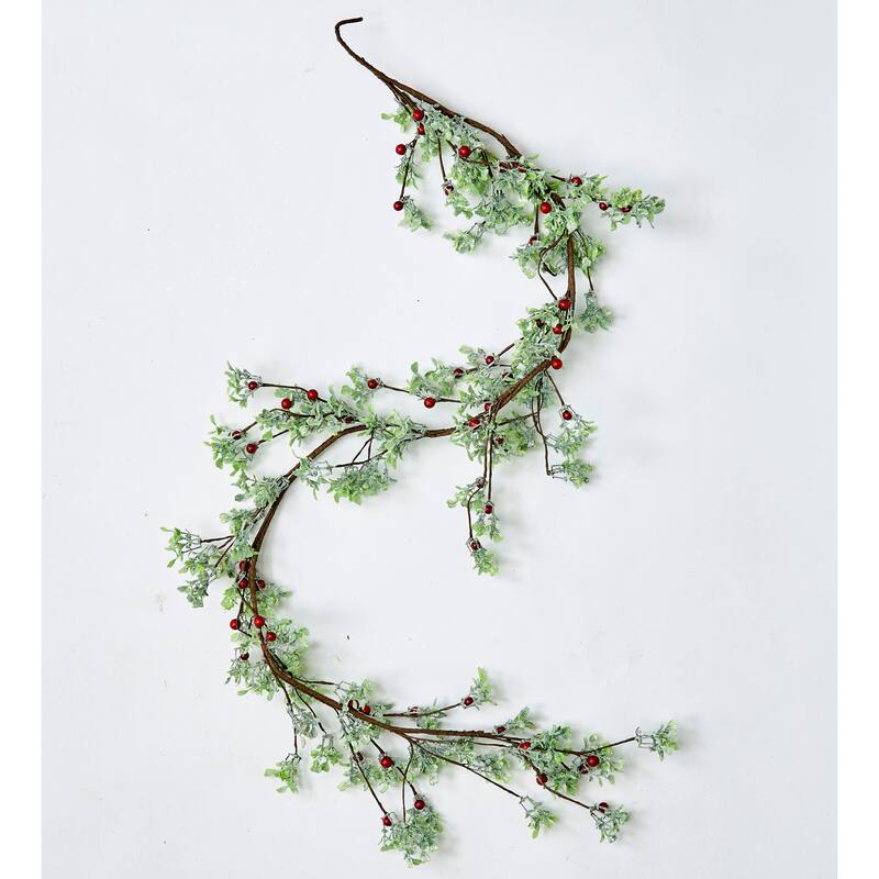 59" Green Leaves & Red Berries Garland - Multicolor