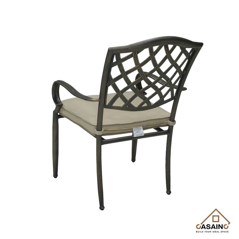 Cast Aluminum 5-Piece Outdoor Patio Dining Set with Ceramic Tile Top Table and Chairs
