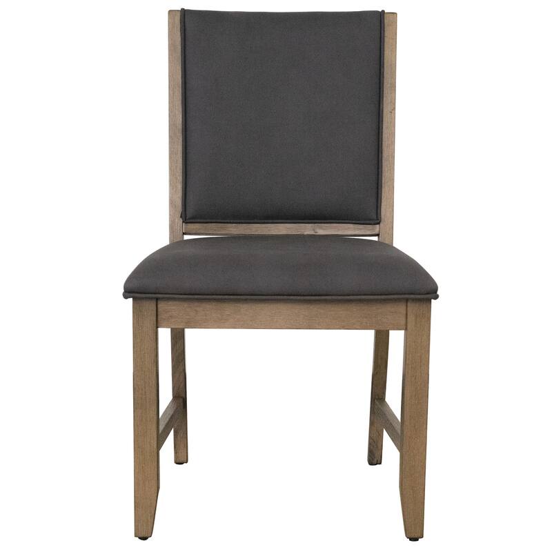 Upholstered Dining Chairs Set of 2 - Gray Parsons Side Chairs with Acacia Wood Legs