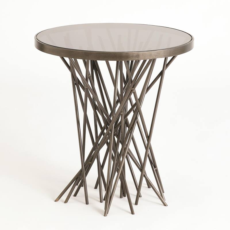 Stix Side Table w/Bronze Glass - Light Gunmetal