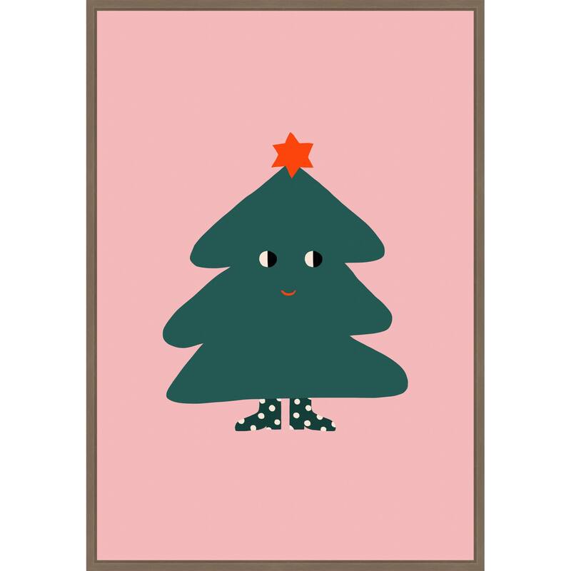 Christmas Tree by Maren Gross (23 x 33 in.), Framed Canvas Wall Art Print - Sylvie Dark Gold