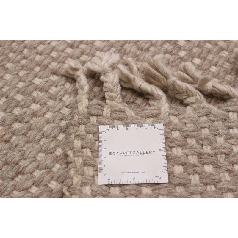 ECARPETGALLERY Braid weave Sienna Taupe Wool Rug - 5'0 x 8'2