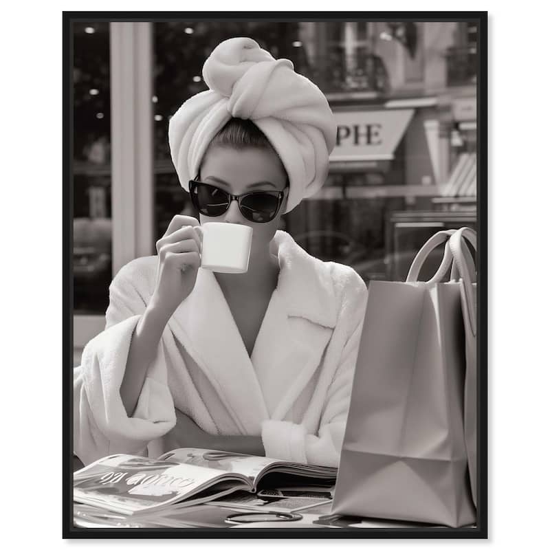 Early Morning Coffee Canvas by Art Remedy - 36" x 45" - Black