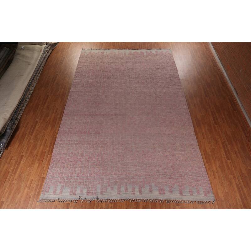 All-Over Pink Moroccan Oriental Large Area Rug Handmade Wool Carpet - 11'8"x 17'9"