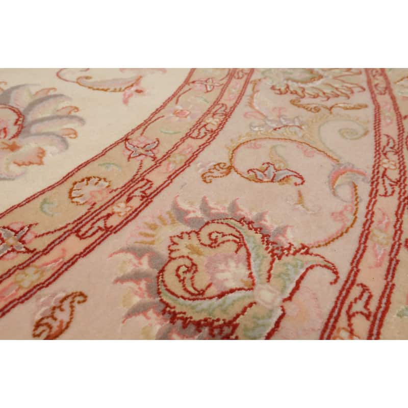 6'6''x6'6'' Round Hand Knotted Wool Ivory Round 400 KPSI Rug - 6' 6'' x 6' 6''-Round